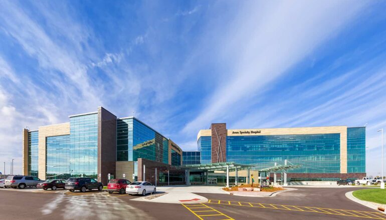 Exterior daytime view of the entire campus and entry.